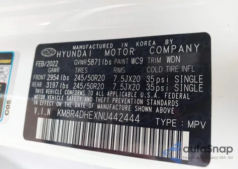 2022 Hyundai Palisade Sel from USA, damaged, VIN KM8R4DHEXNU442444